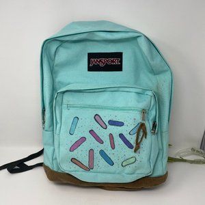 Jansport Aqua & Tan Suede Bottom BACKPACK JS00TYP7